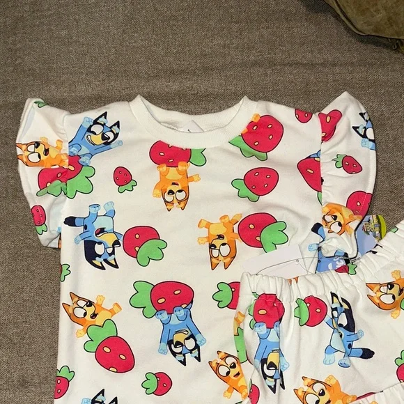 Kids Bluey Print Matching Set - White and Red - Picture 4 of 6
